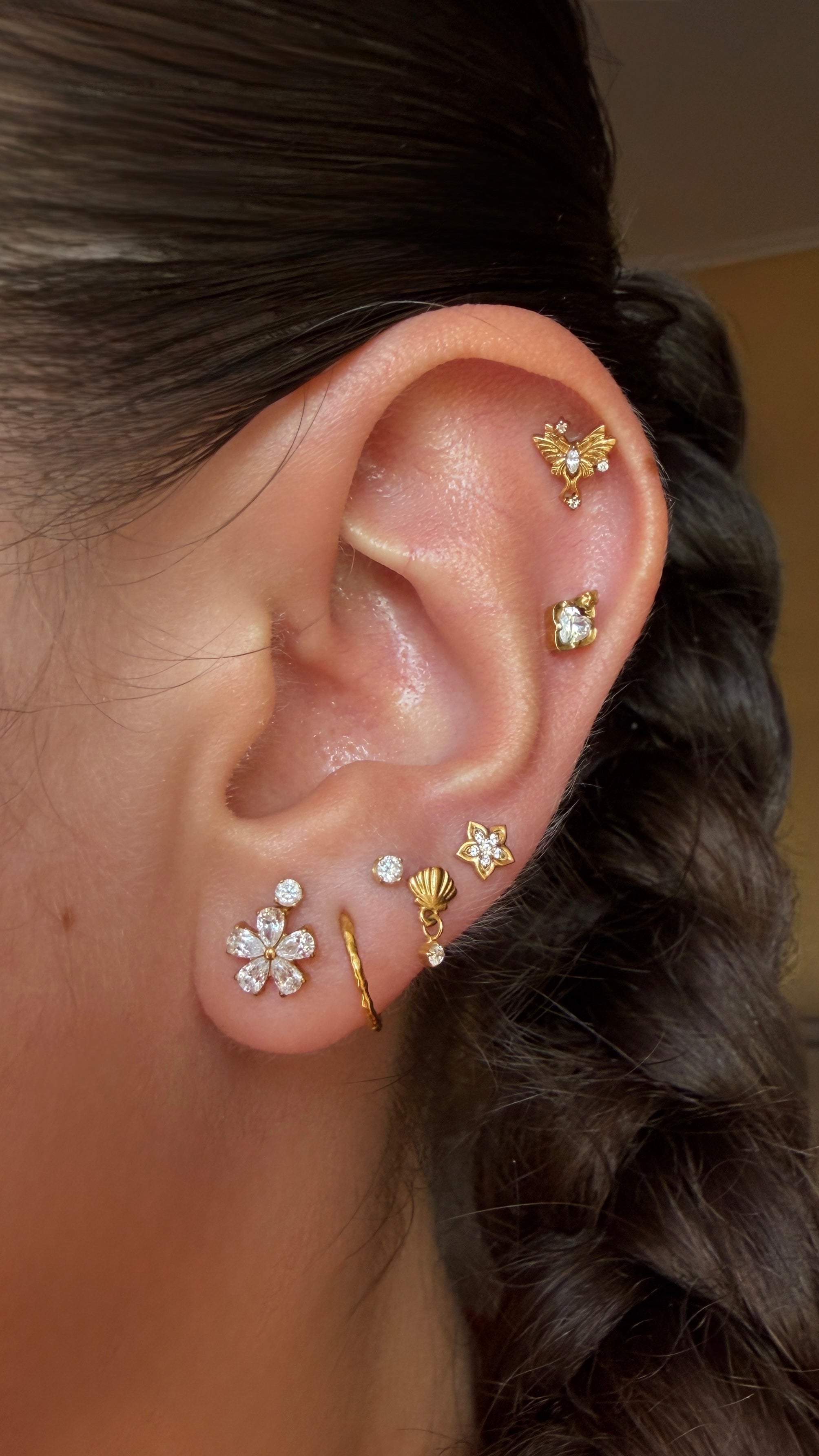 sparkly.stacks ear stack featuring gold and crystal jewelry