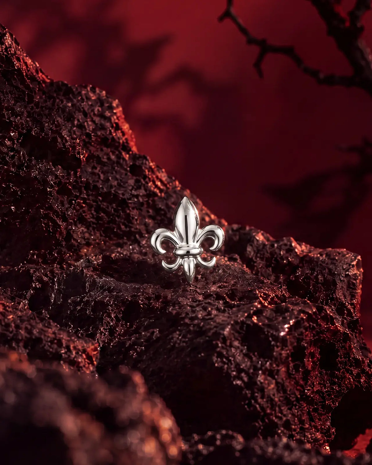Pendiente plano de flor de lis heráldica