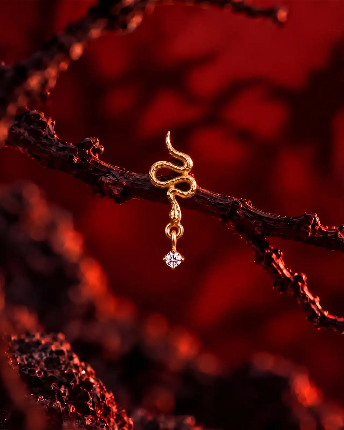 Moonlit Serpent Gem Drop Flatback Stud