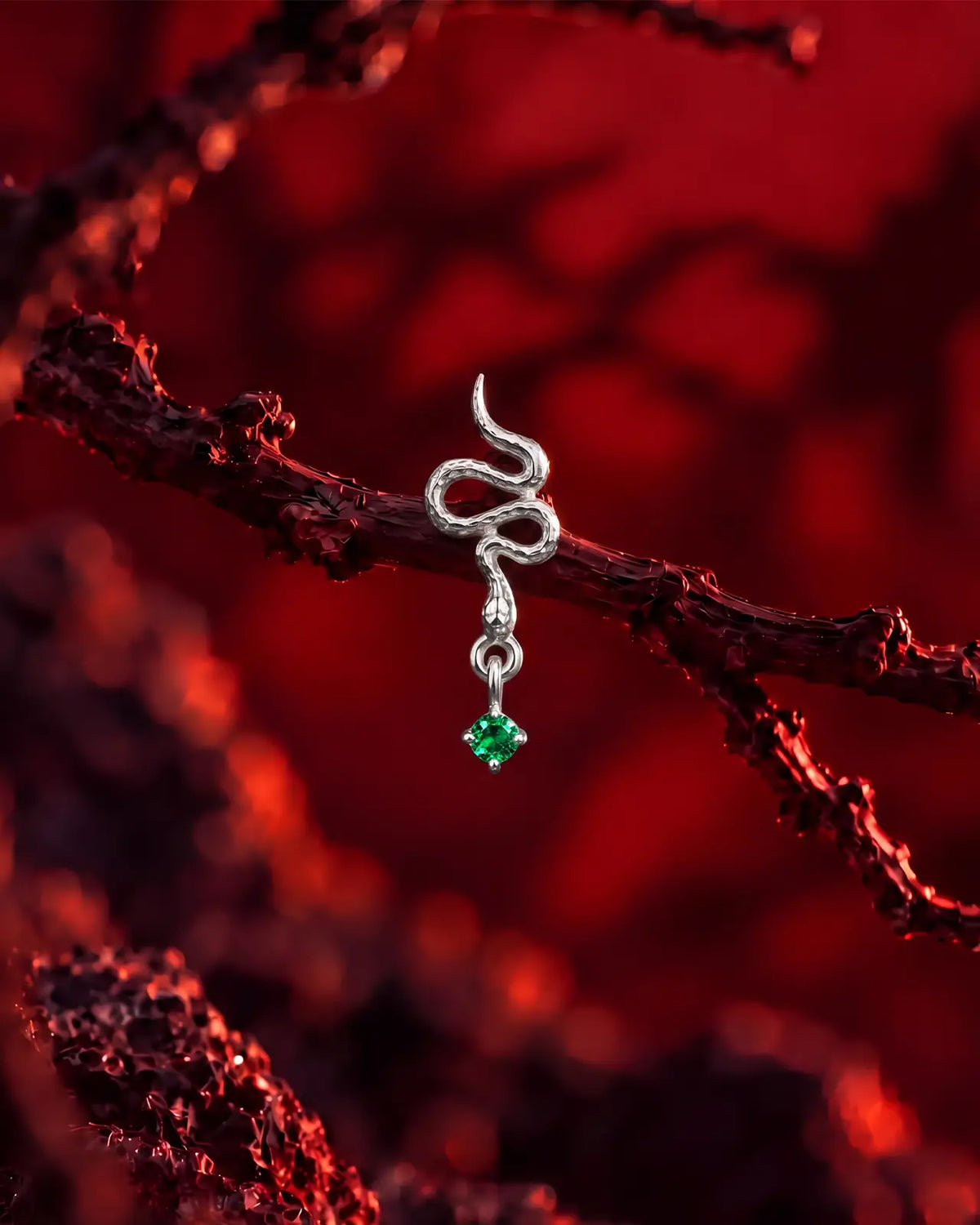 Moonlit Serpent Gem Drop Flatback Stud