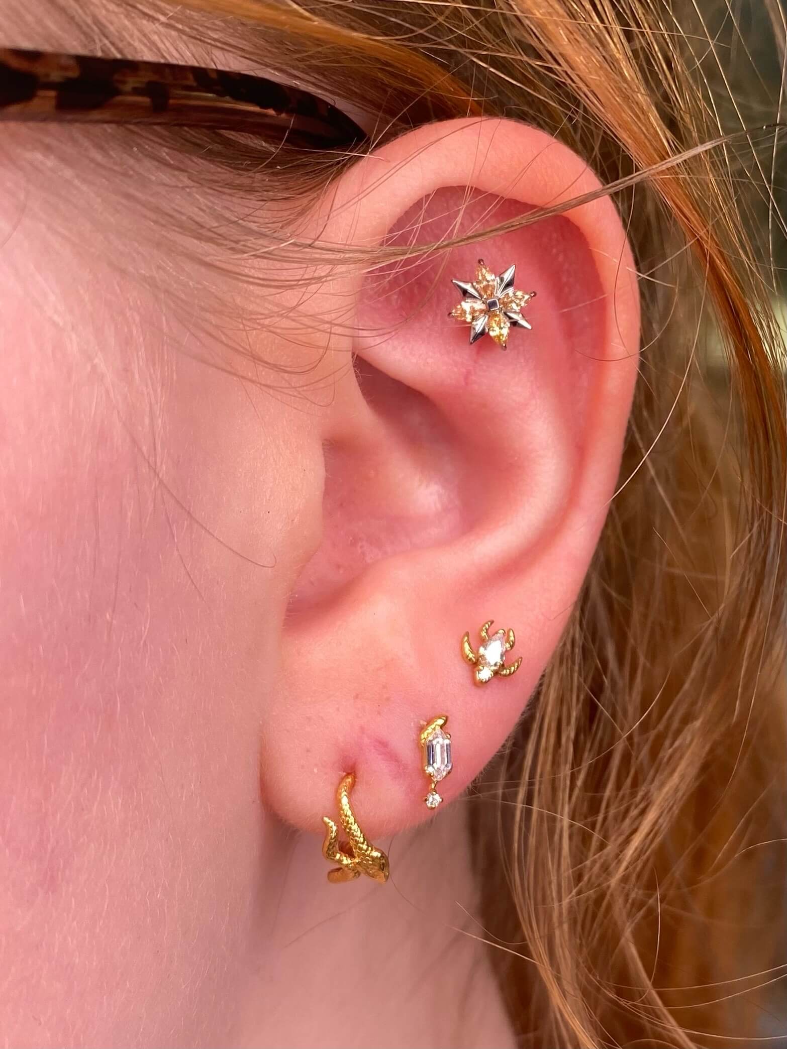 Spitz zulaufender Marquise Starburst Flatback Stud