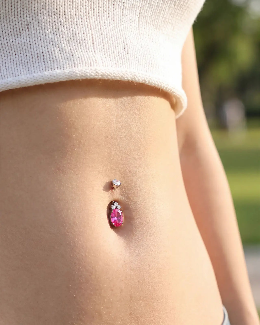 Regal Crown Oval Belly Button Ring
