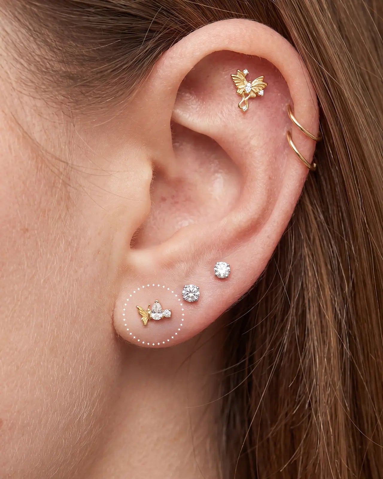 Butterfly Pear-Cut Zircon Flatback Stud