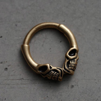 CALLSOUL Double Skull Mouth Septum Nose Ring