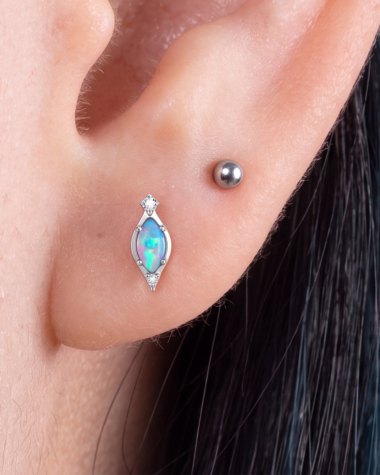 Opal Reverie Marquise Flatback Stud