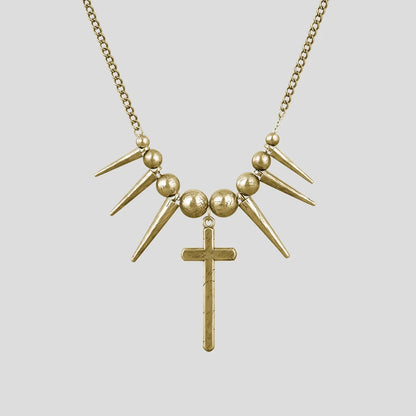 REBEL SPIKED CROSS NECKLACES