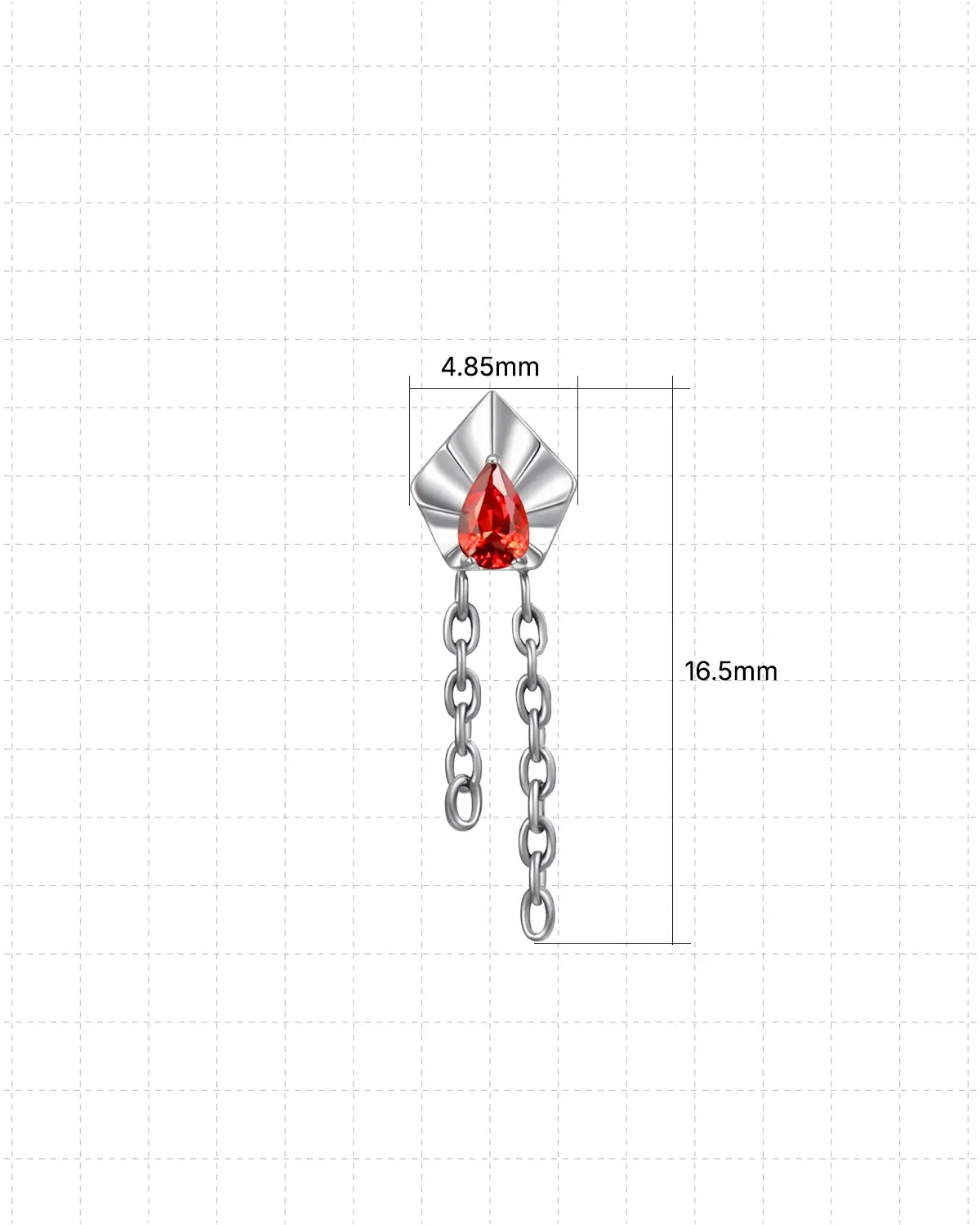 Pentagonal Teardrop Drape Flatback Stud