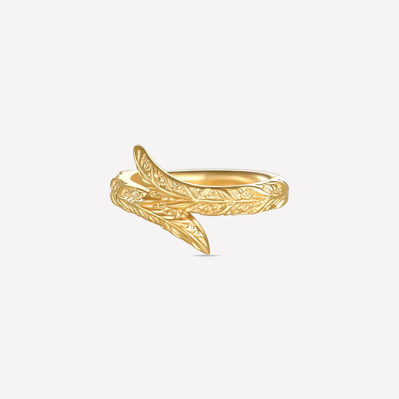 Sylvan Coil Engraved Leaf Clicker Ring
