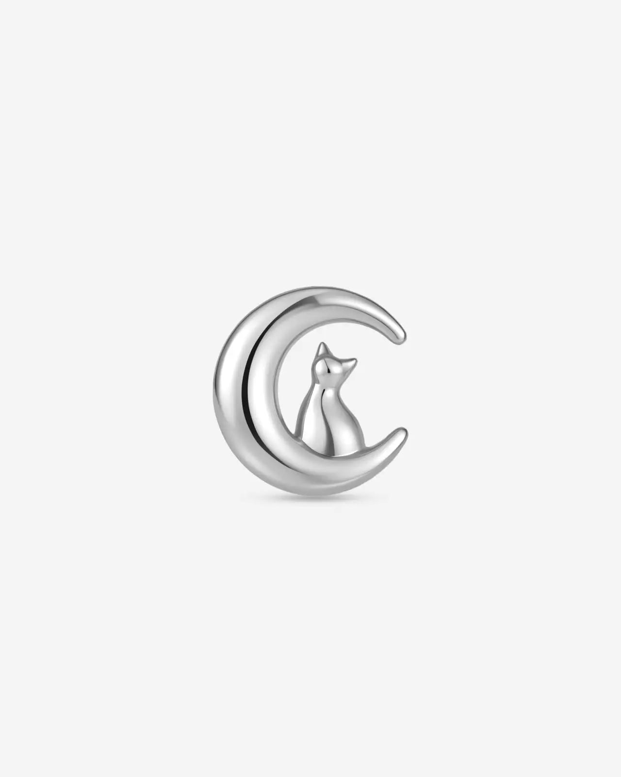 Moonlit Cat Crescent Flatback Stud