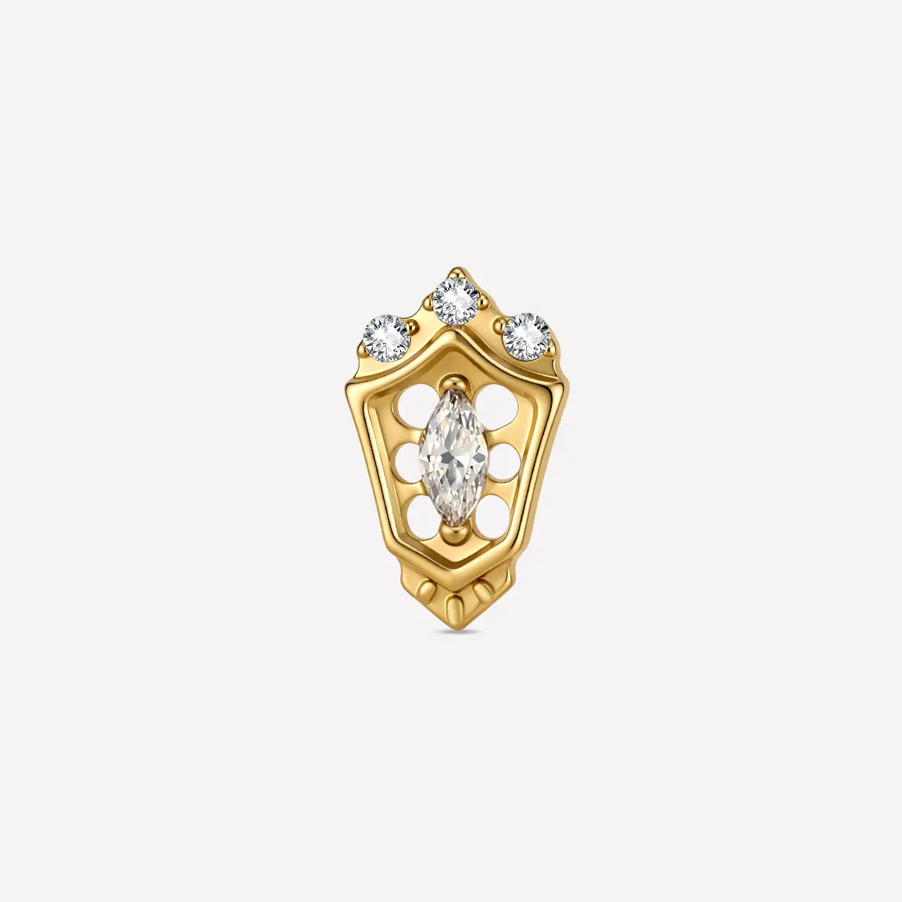 Crowned Marquise Shield Flatback Stud
