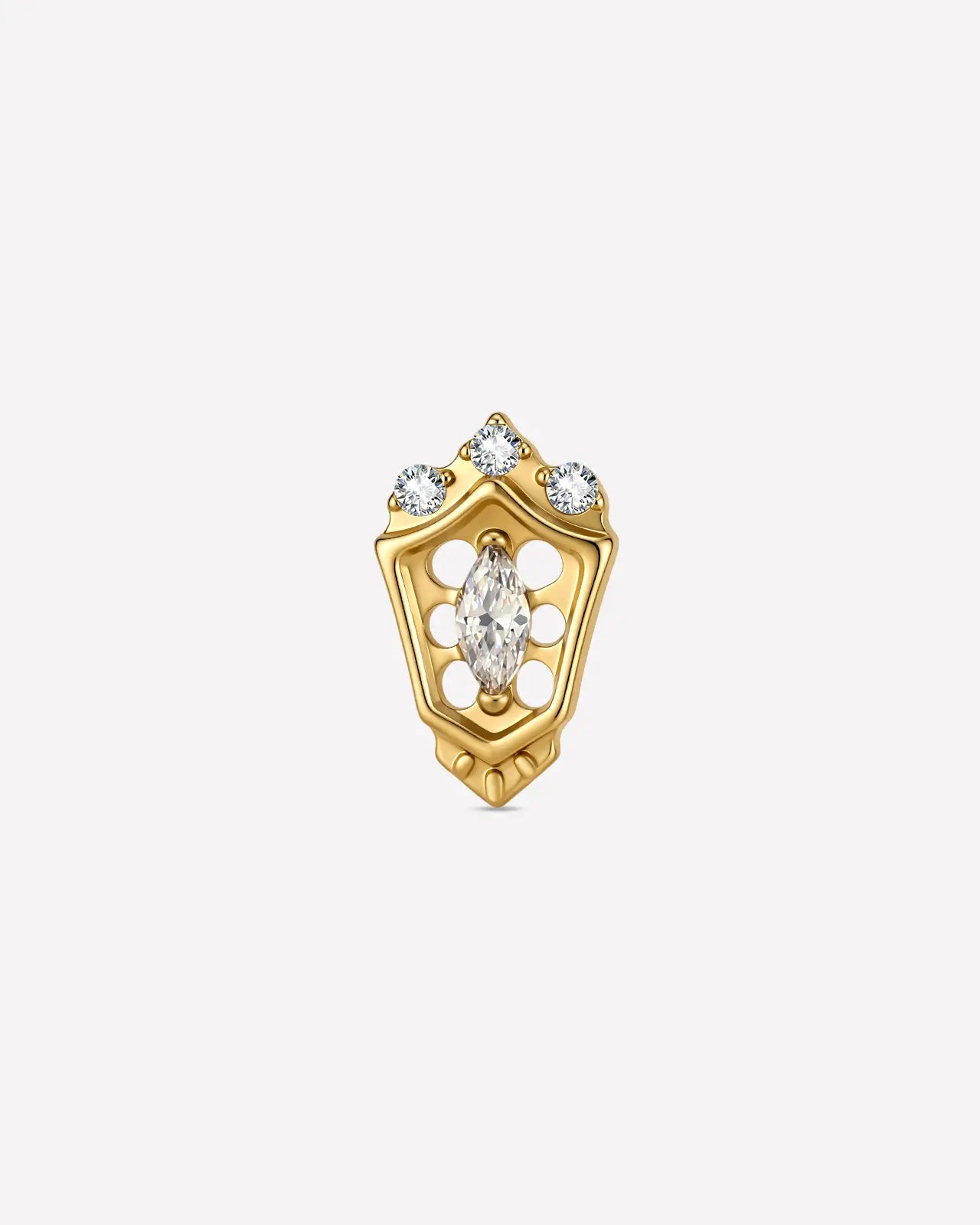 Crowned Marquise Shield Flatback Stud