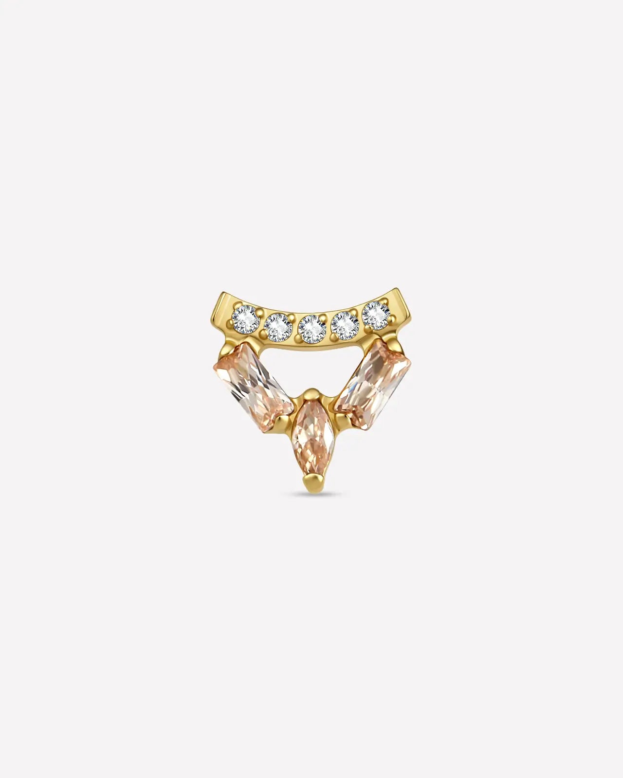V-Crest Baguette Marquise Flatback Stud