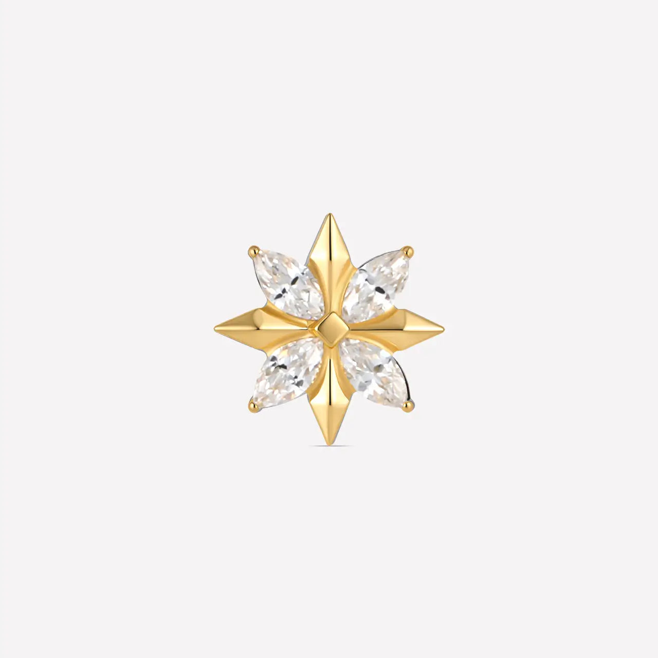 Pendiente plano con forma de estrella marquesa con púas