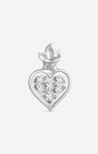 Pendiente plano pavé corazón coronado