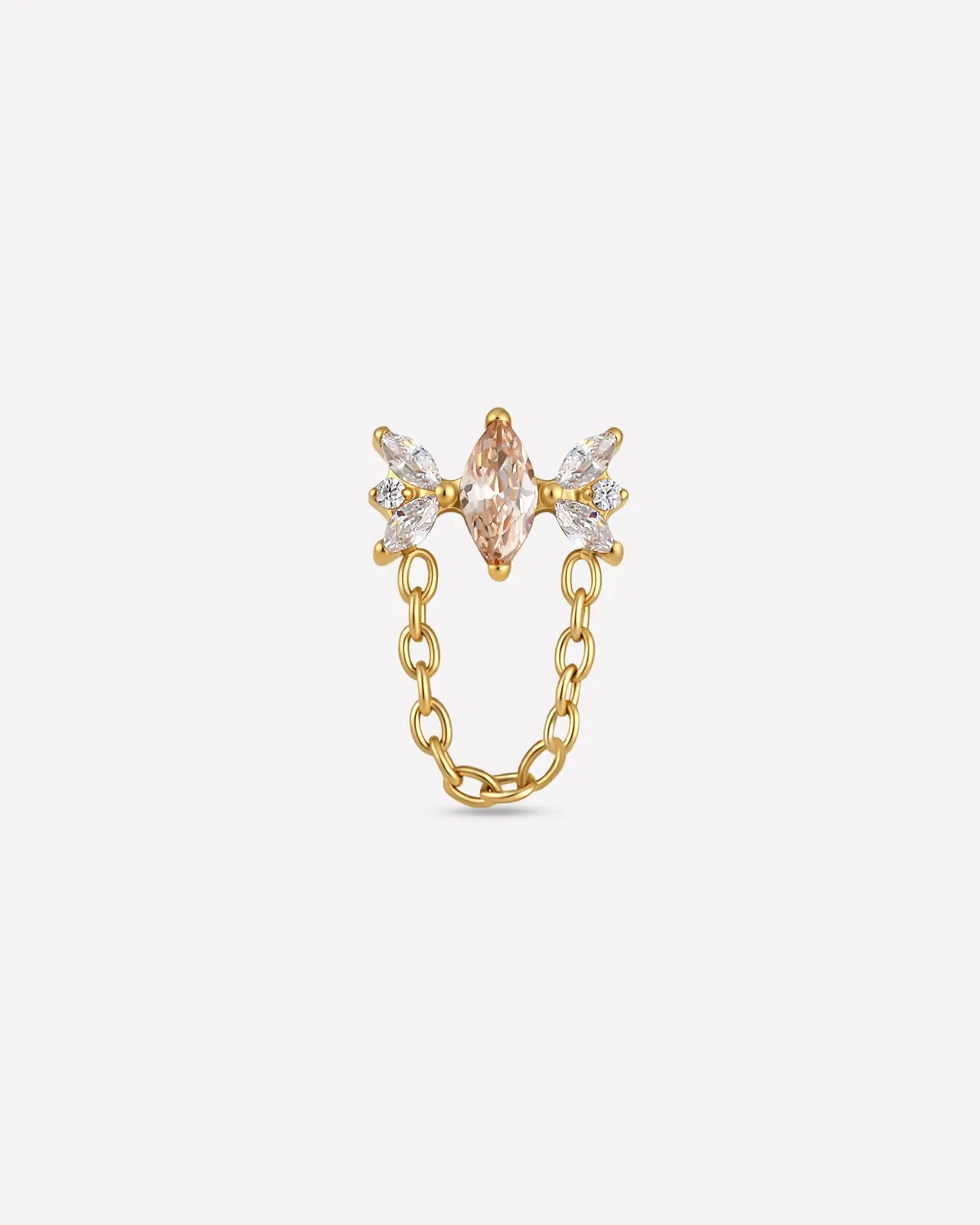 Winged Marquise Chain Flatback Stud