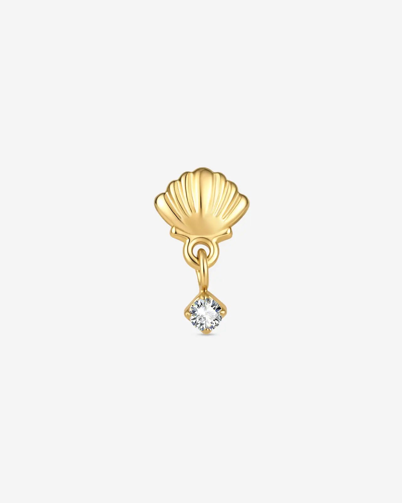 Seashell Drop Zircon Flatback Stud