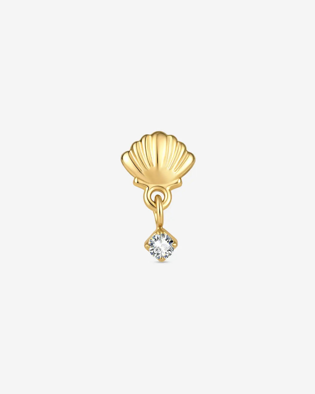 Seashell Drop Zircon Flatback Stud