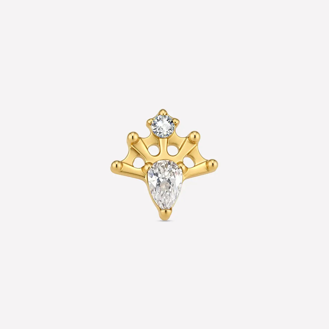 Regal Pear Crown Flatback Stud