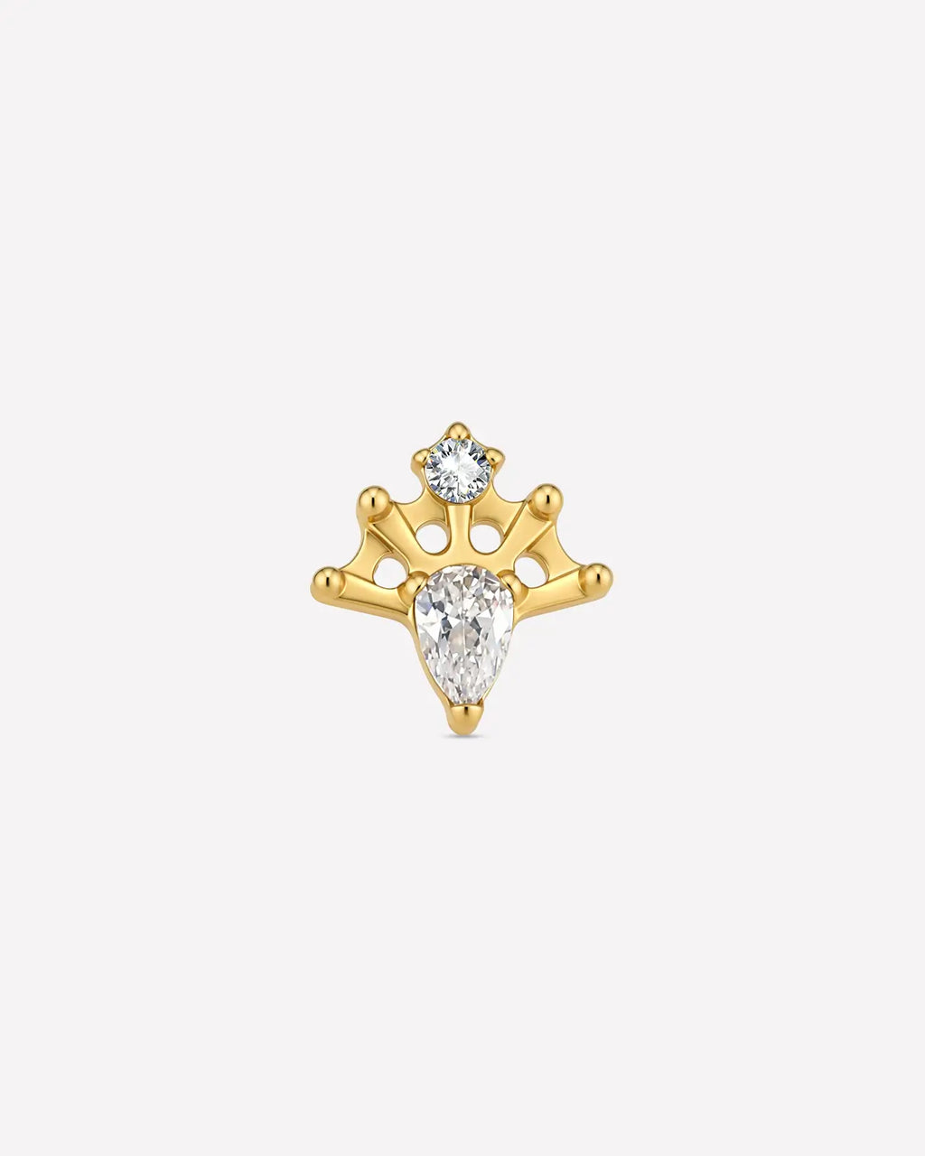 Regal Pear Crown Flatback Stud