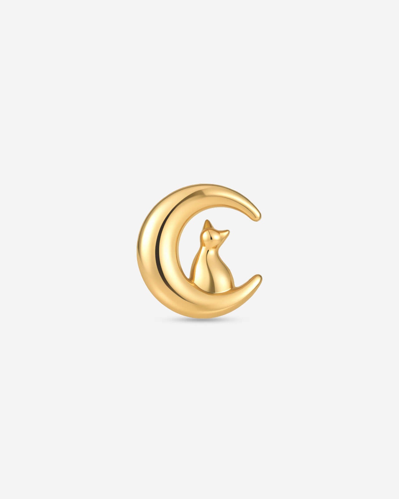 Moonlit Cat Crescent Flatback Stud
