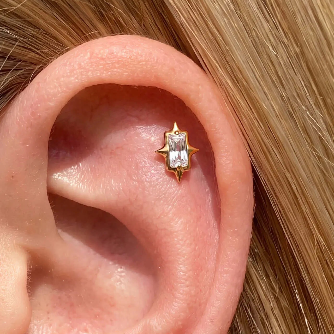 Baguette Starburst Flatback Stud