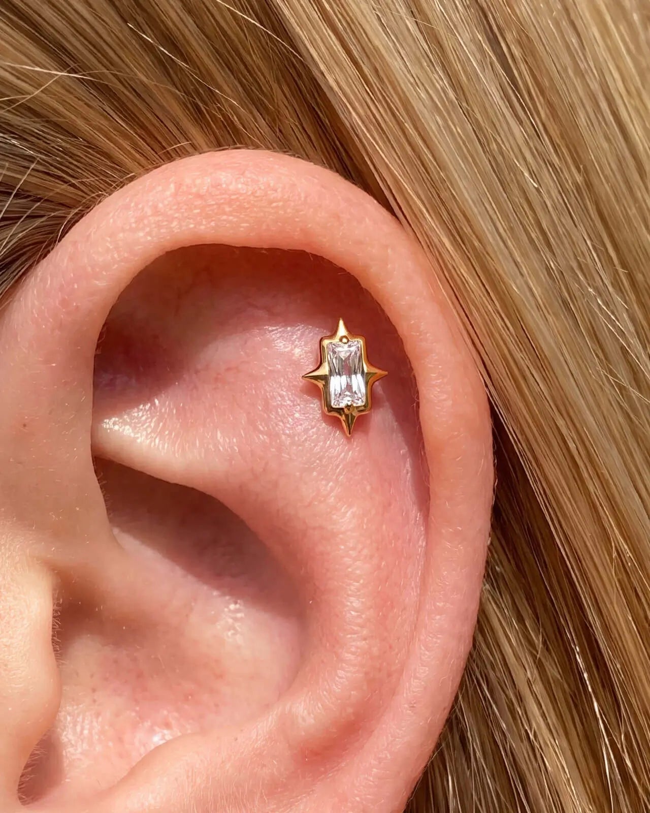 Baguette Starburst Flatback Stud