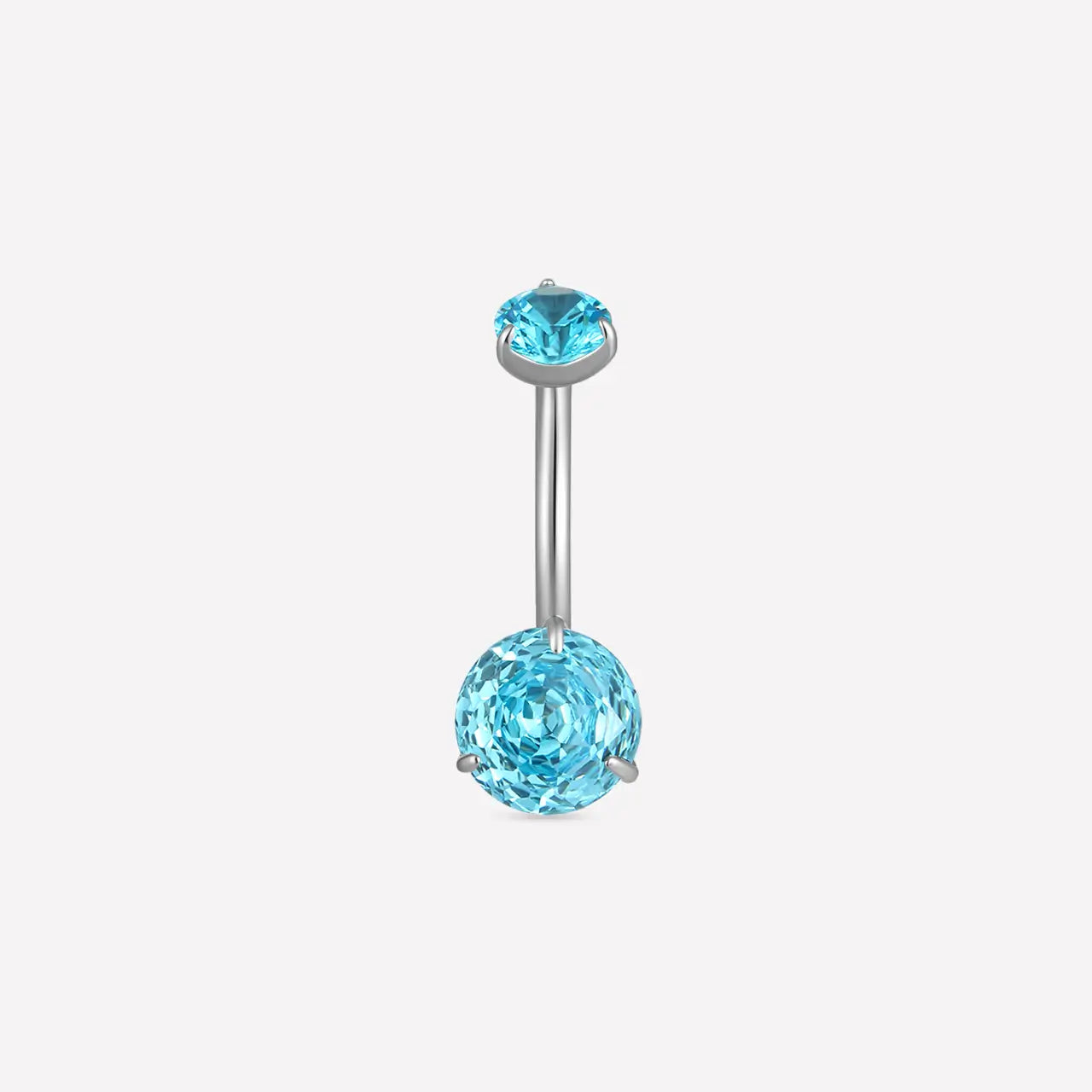 Anillo de ombligo de circonias dobles con talla rosa
