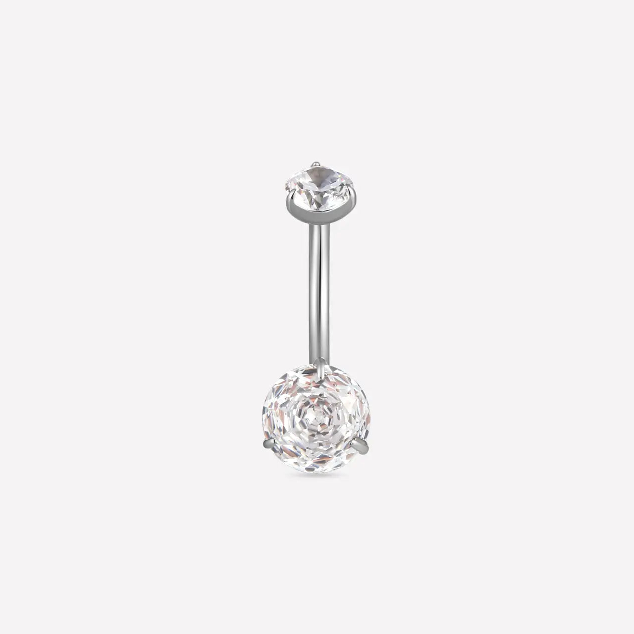 Rose-Cut Duo Zirconia Belly Button Ring