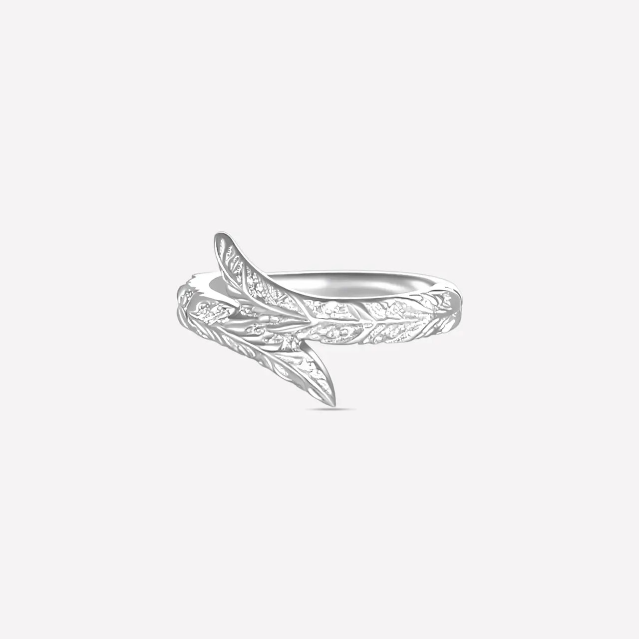 Sylvan Coil Engraved Leaf Clicker Ring
