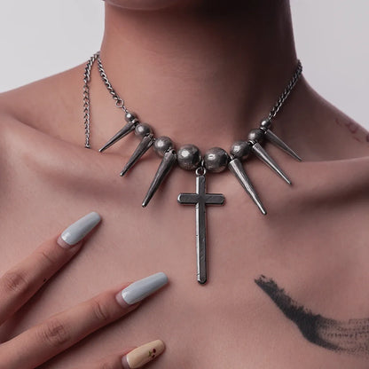 REBEL SPIKED CROSS NECKLACES