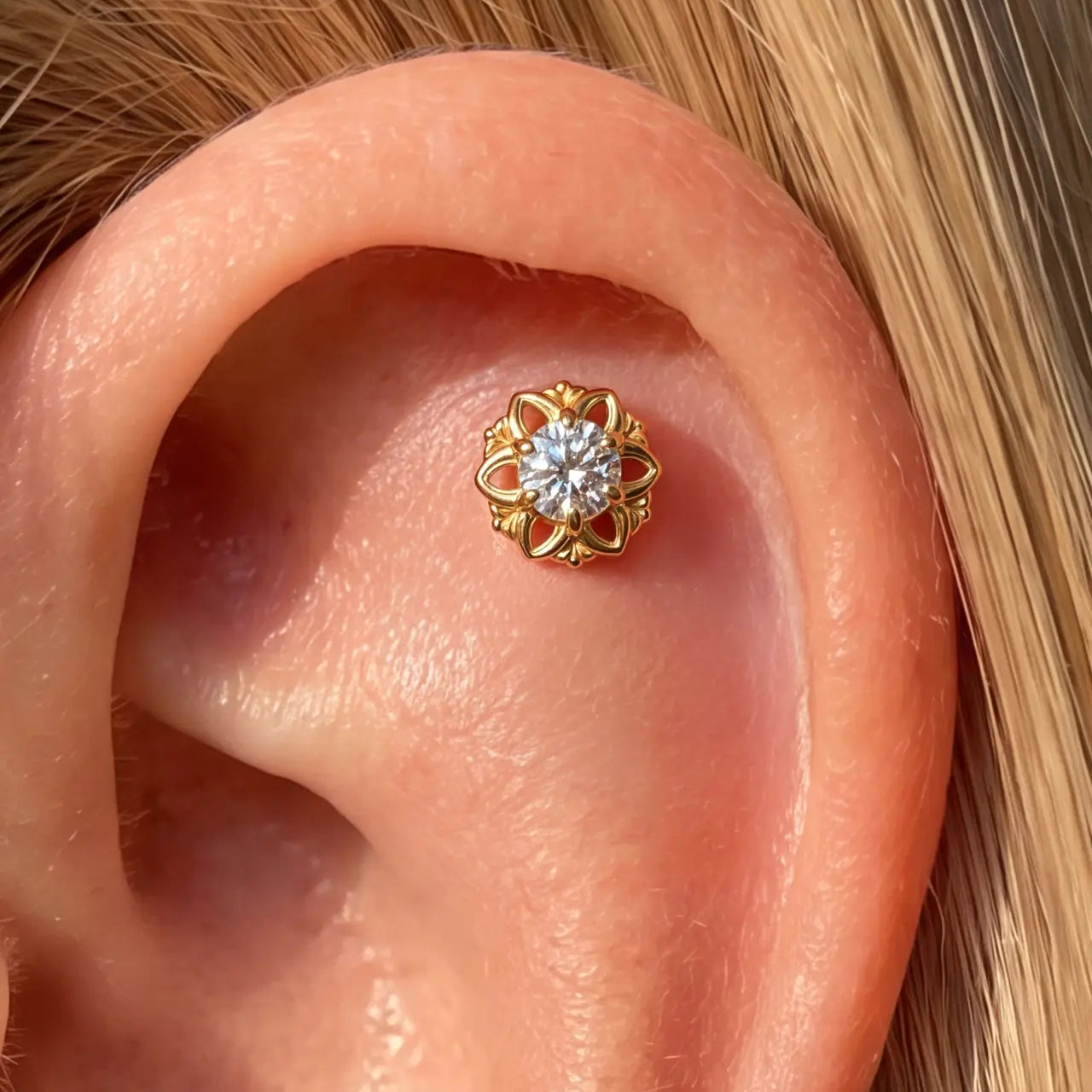 Radiant Blossom Flatback Stud