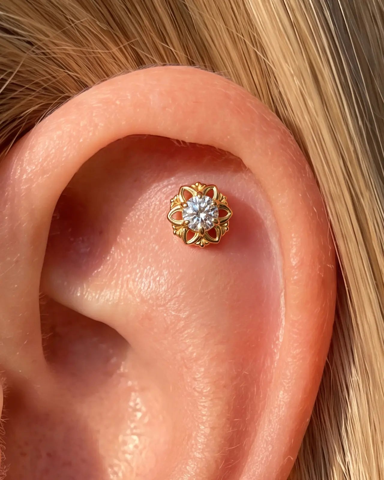 Radiant Blossom Flatback Stud