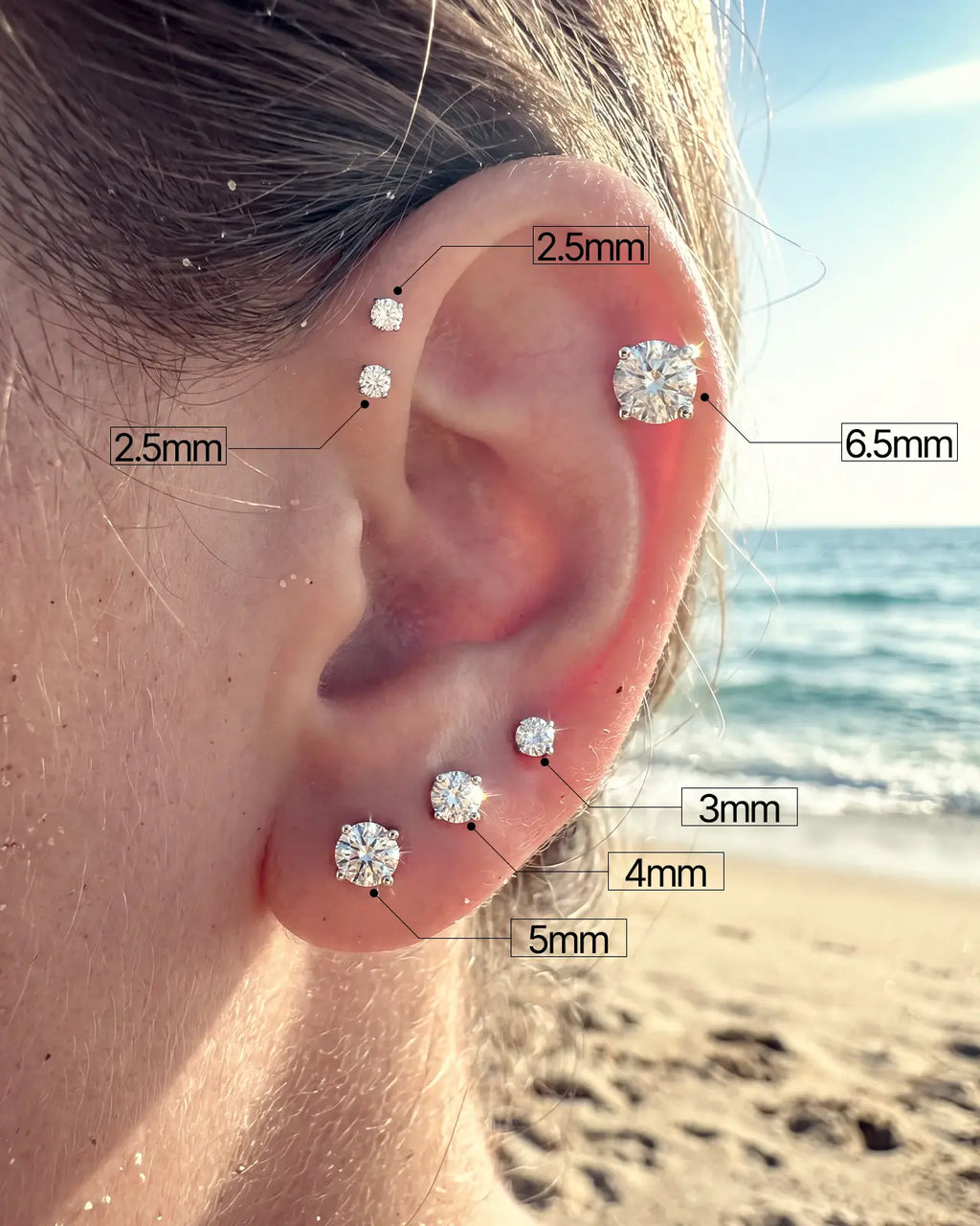 Brilliant Moissanite Solitaire Flatback Stud