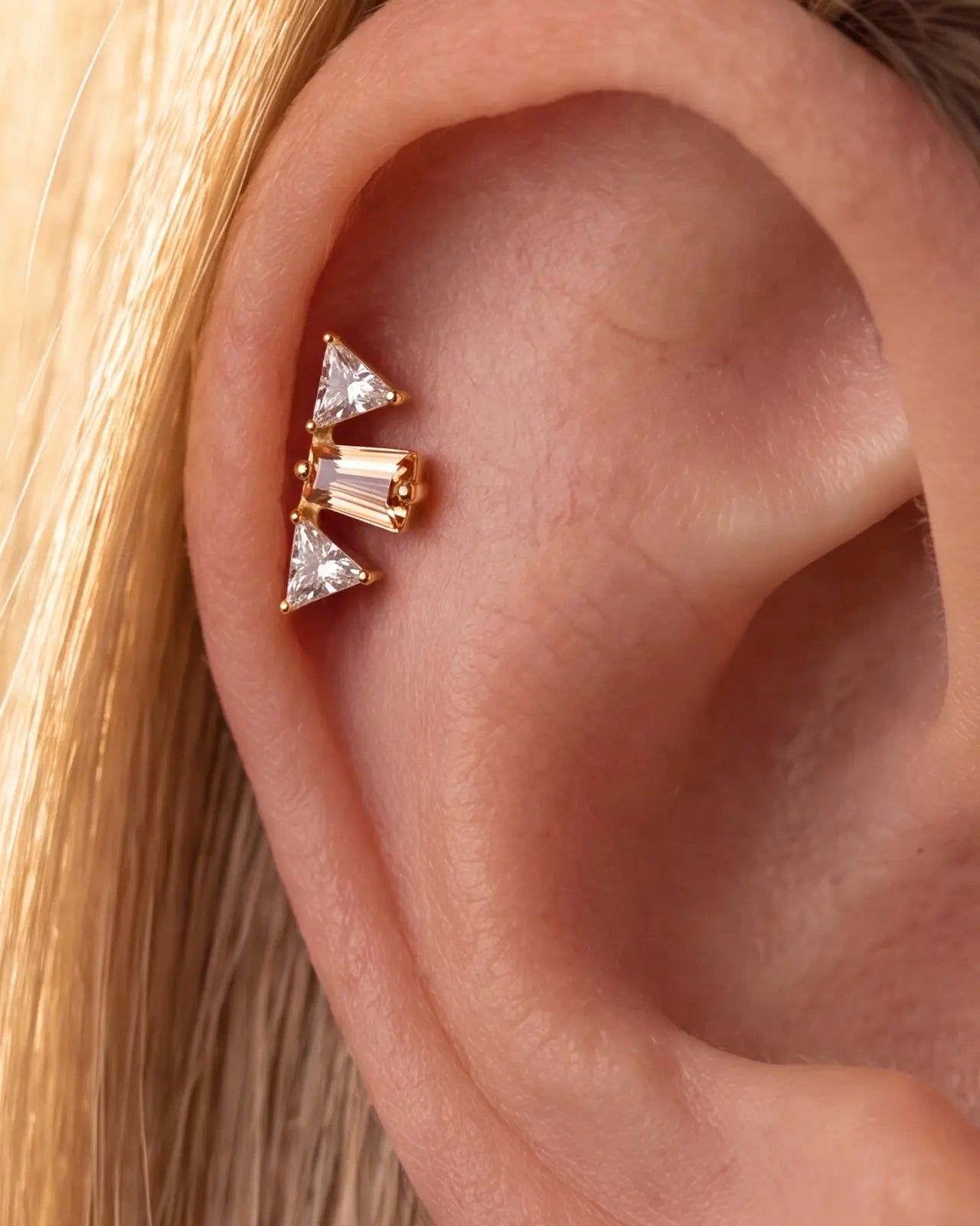 Winged Trio Baguette Flatback Stud