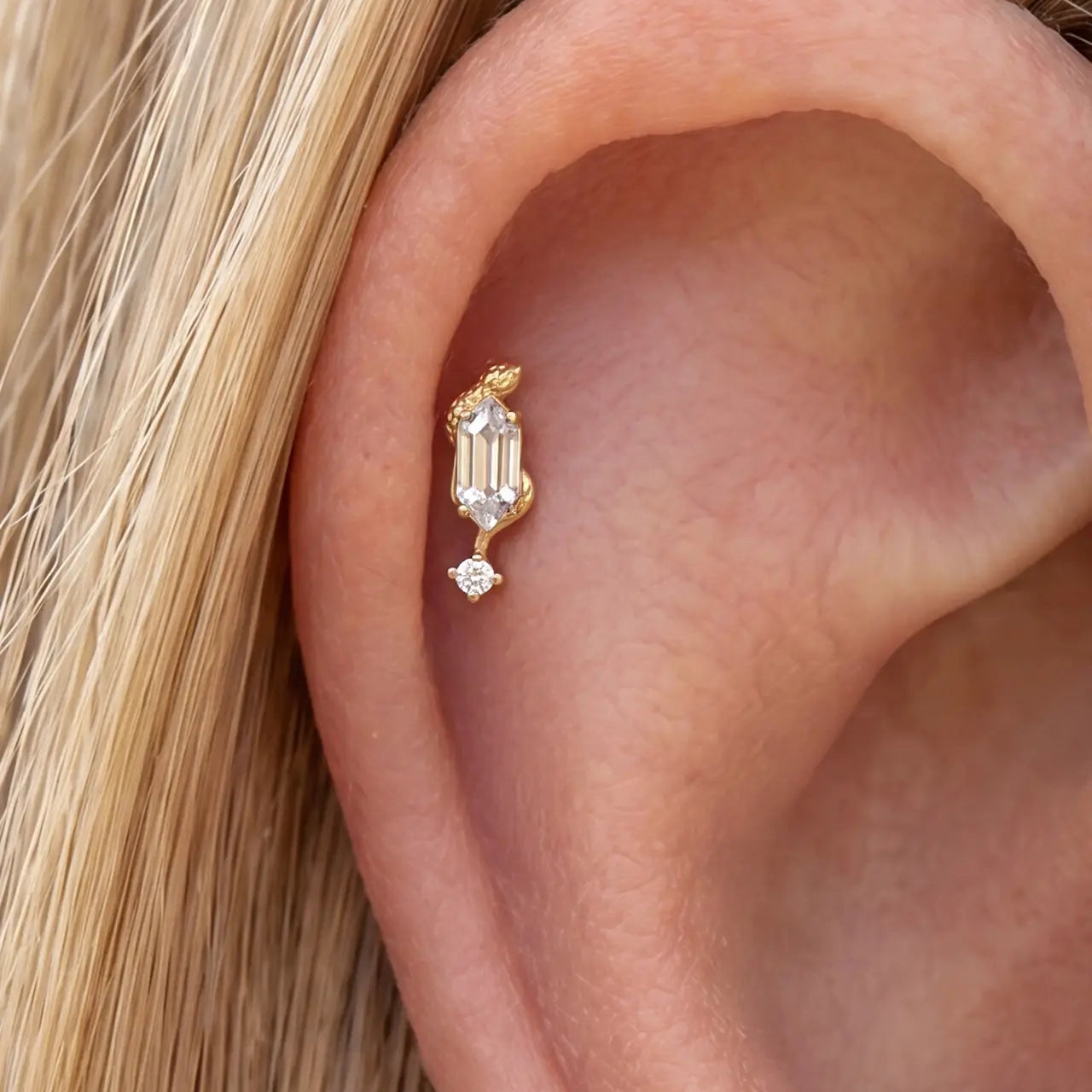 Serpent Hex Crystal Flatback Stud