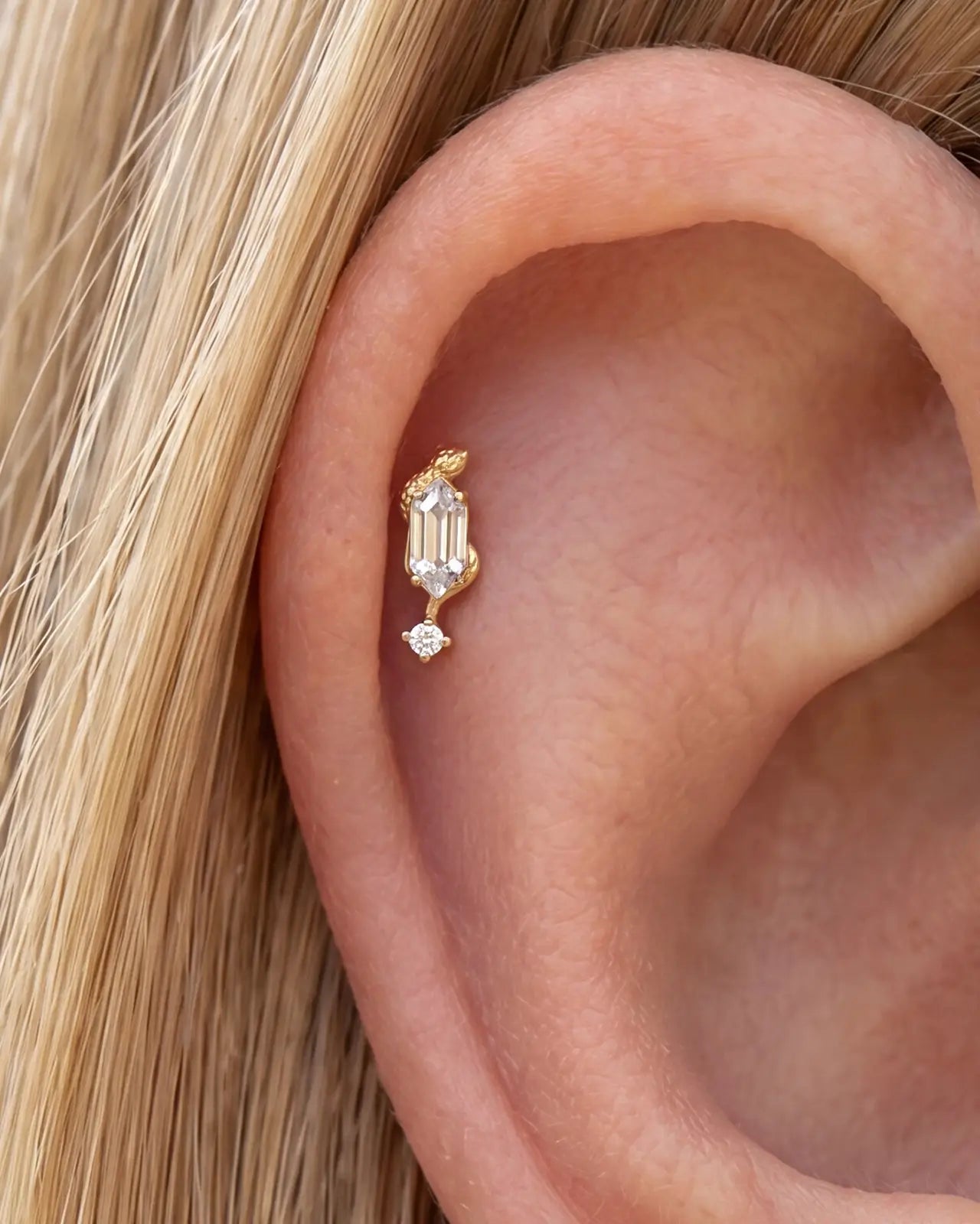 Serpent Hex Crystal Flatback Stud