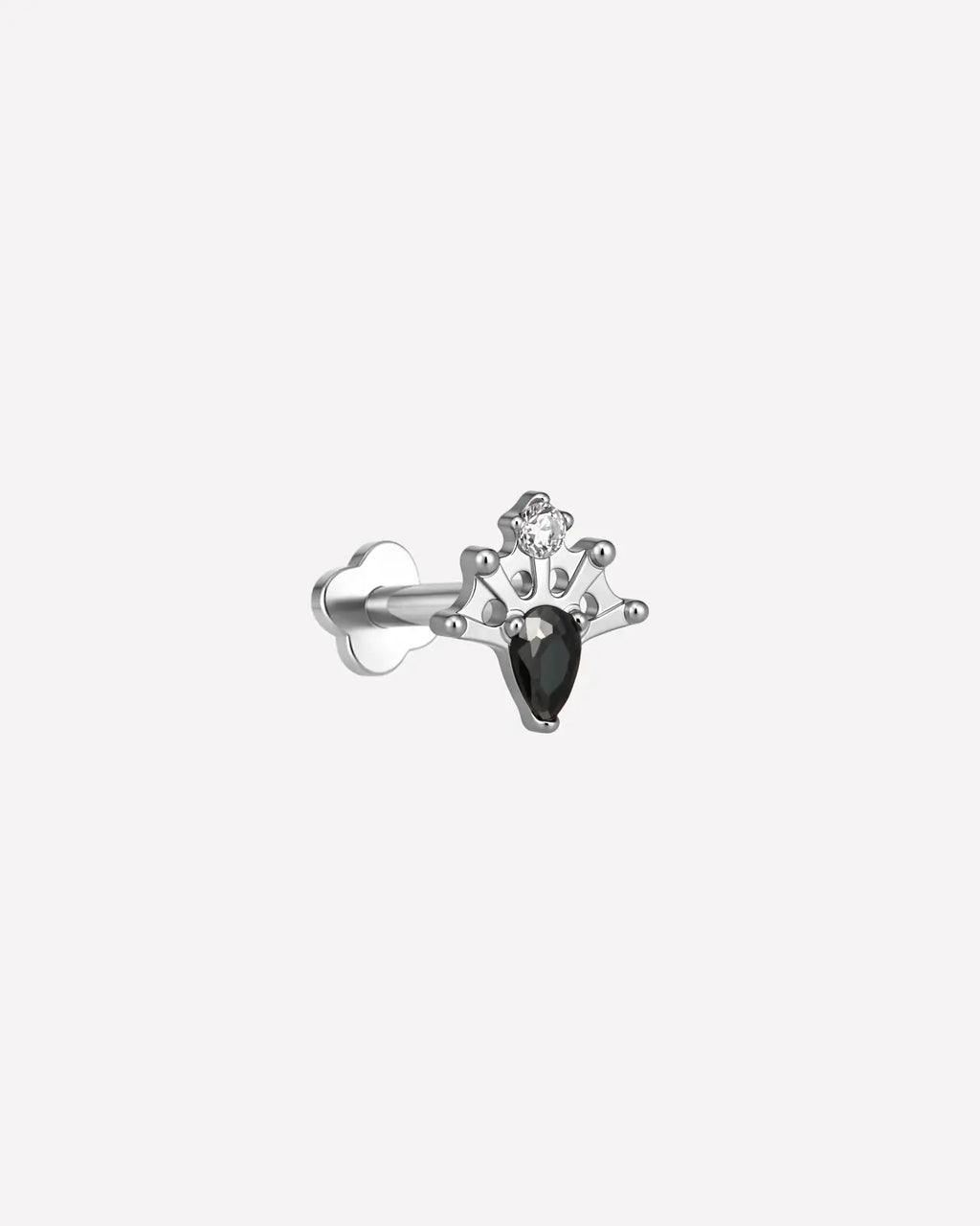 Regal Pear Crown Flatback Stud