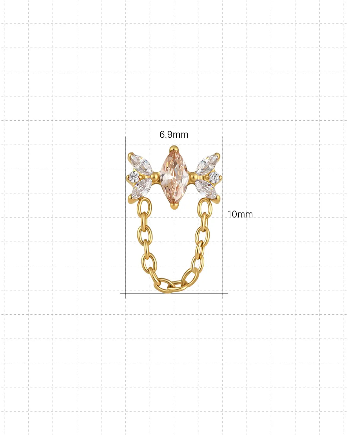 Winged Marquise Chain Flatback Stud