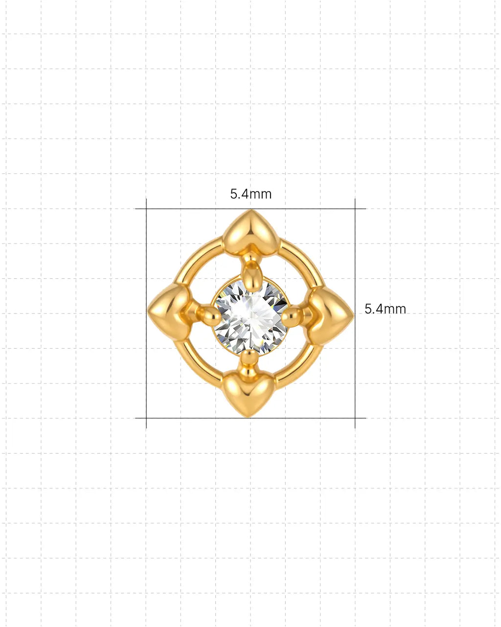 Heart Halo Flatback Stud