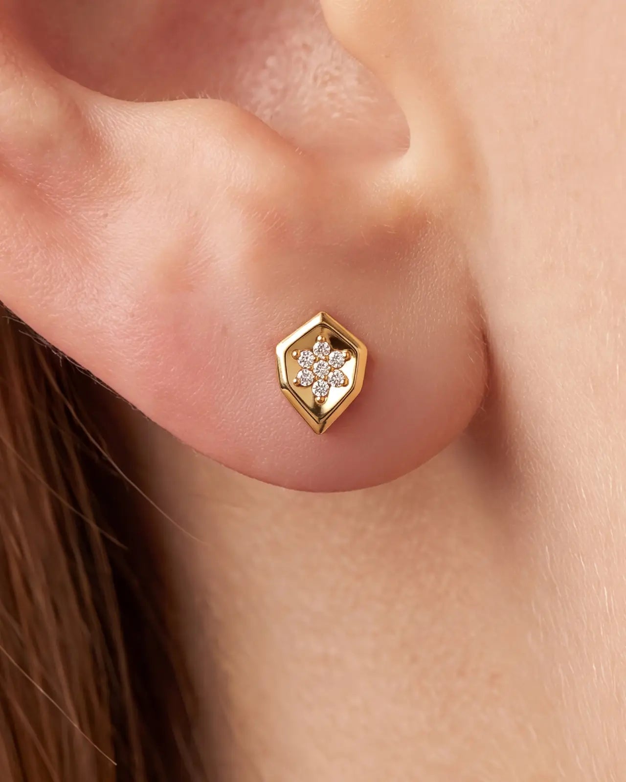 Pentagon Starflower Flatback Stud