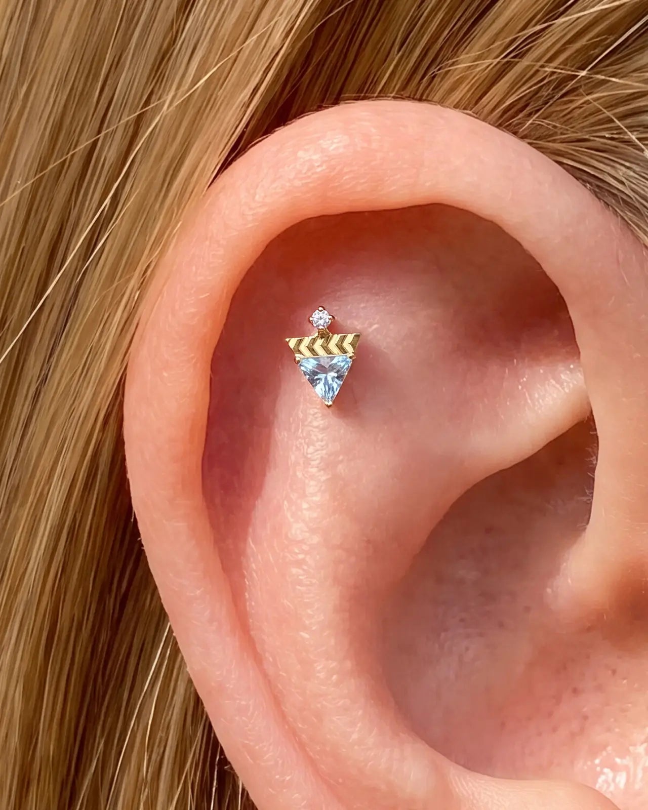 Geometric Chevron Flatback Stud