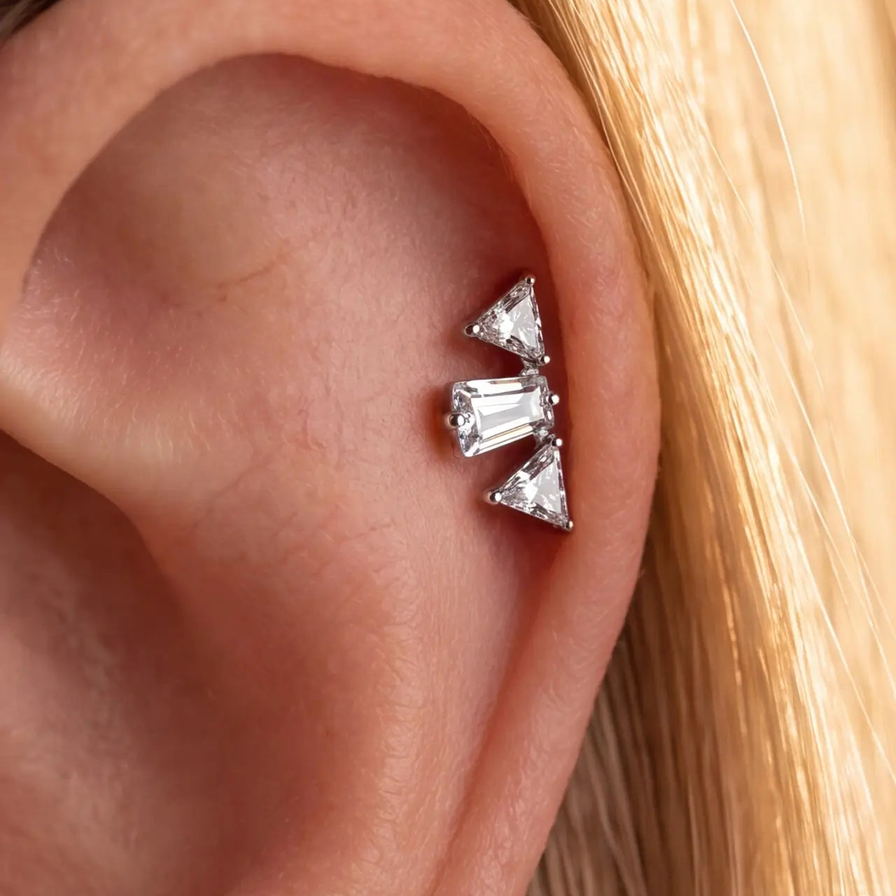 Winged Trio Baguette Flatback Stud