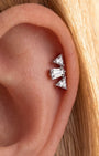 Winged Trio Baguette Flatback Stud