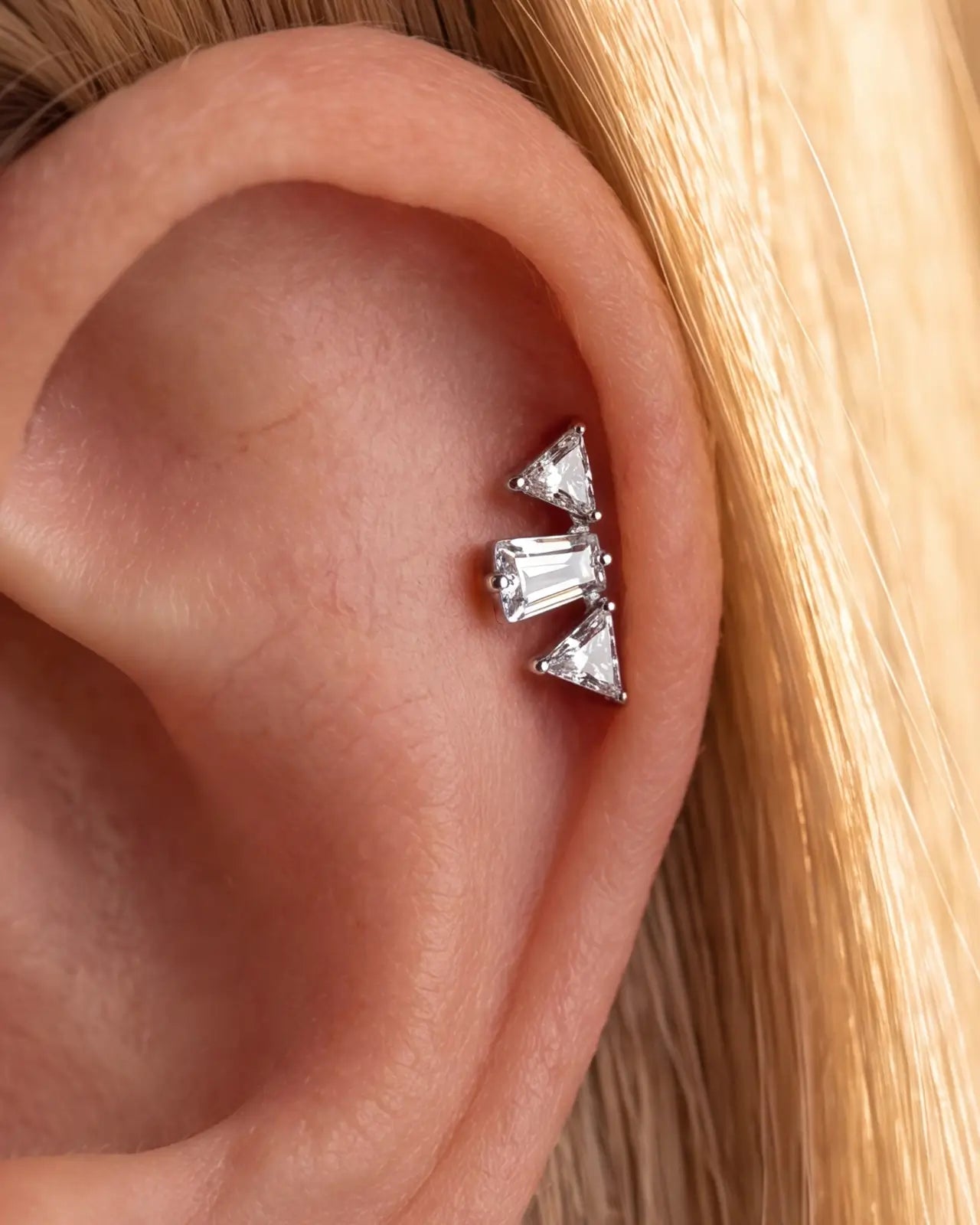 Winged Trio Baguette Flatback Stud