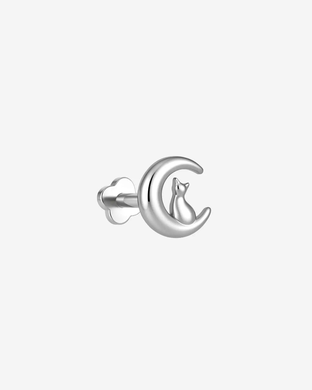 Moonlit Cat Crescent Flatback Stud