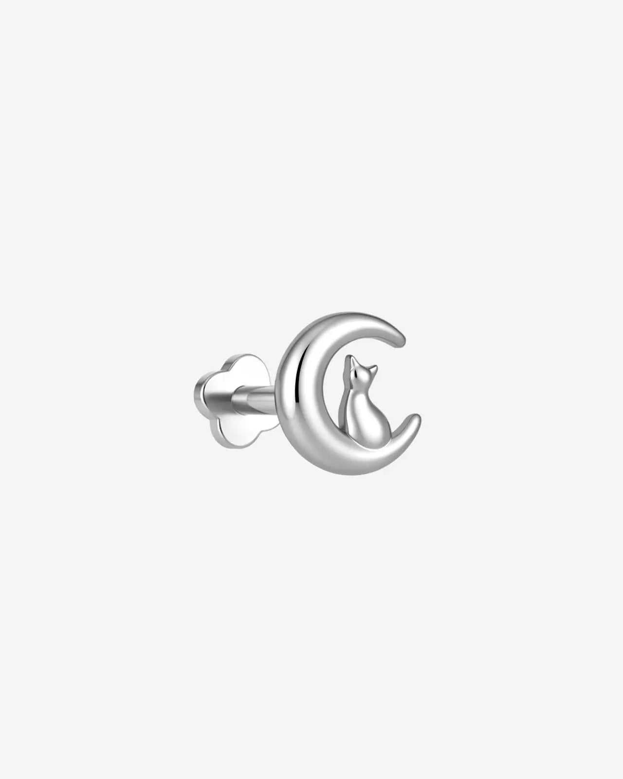 Moonlit Cat Crescent Flatback Stud