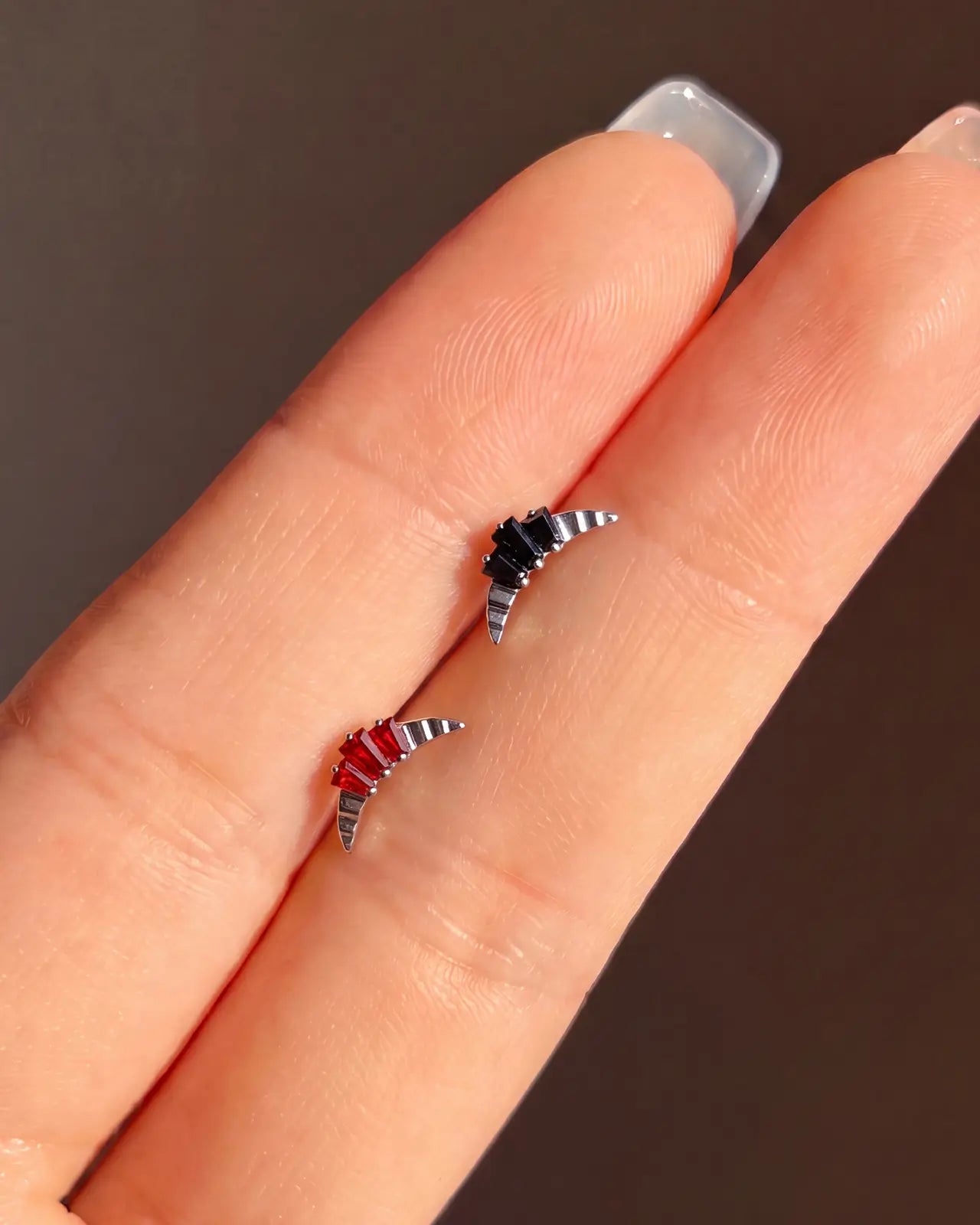 Dual Horn Crescent Flatback Stud
