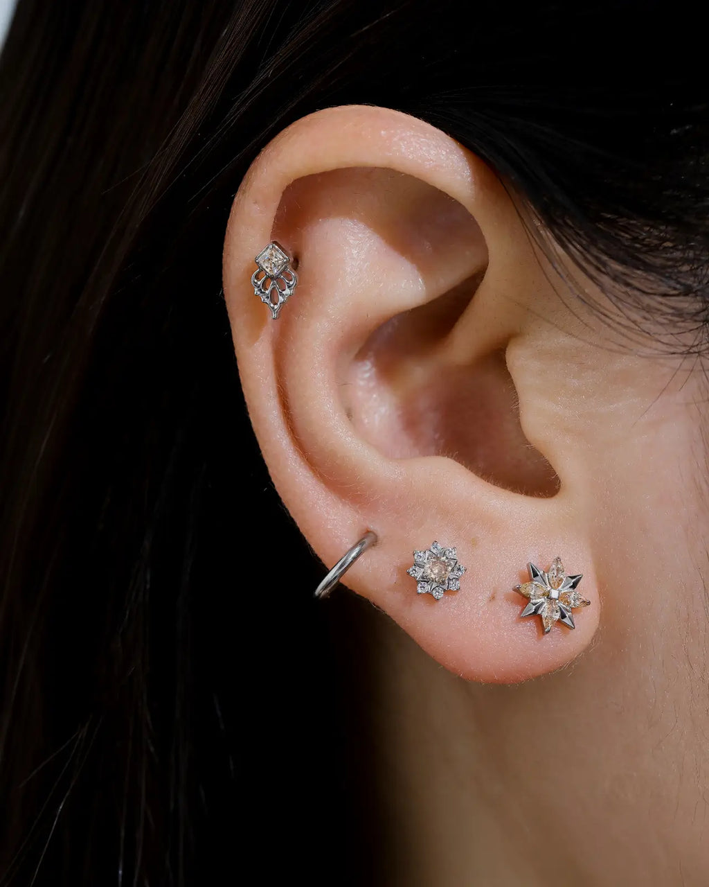 Ornate Diamond Bloom Flatback Stud