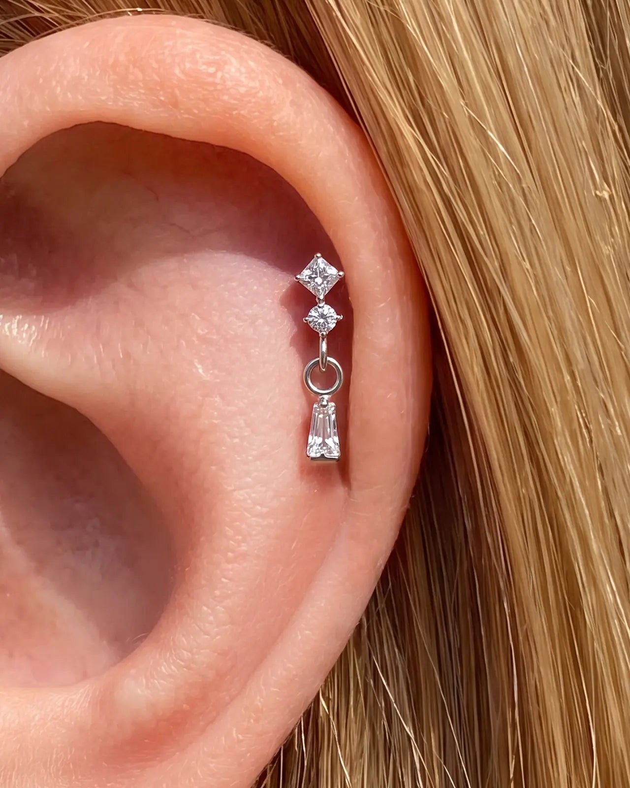 Geometric Duo Drop Flatback Stud