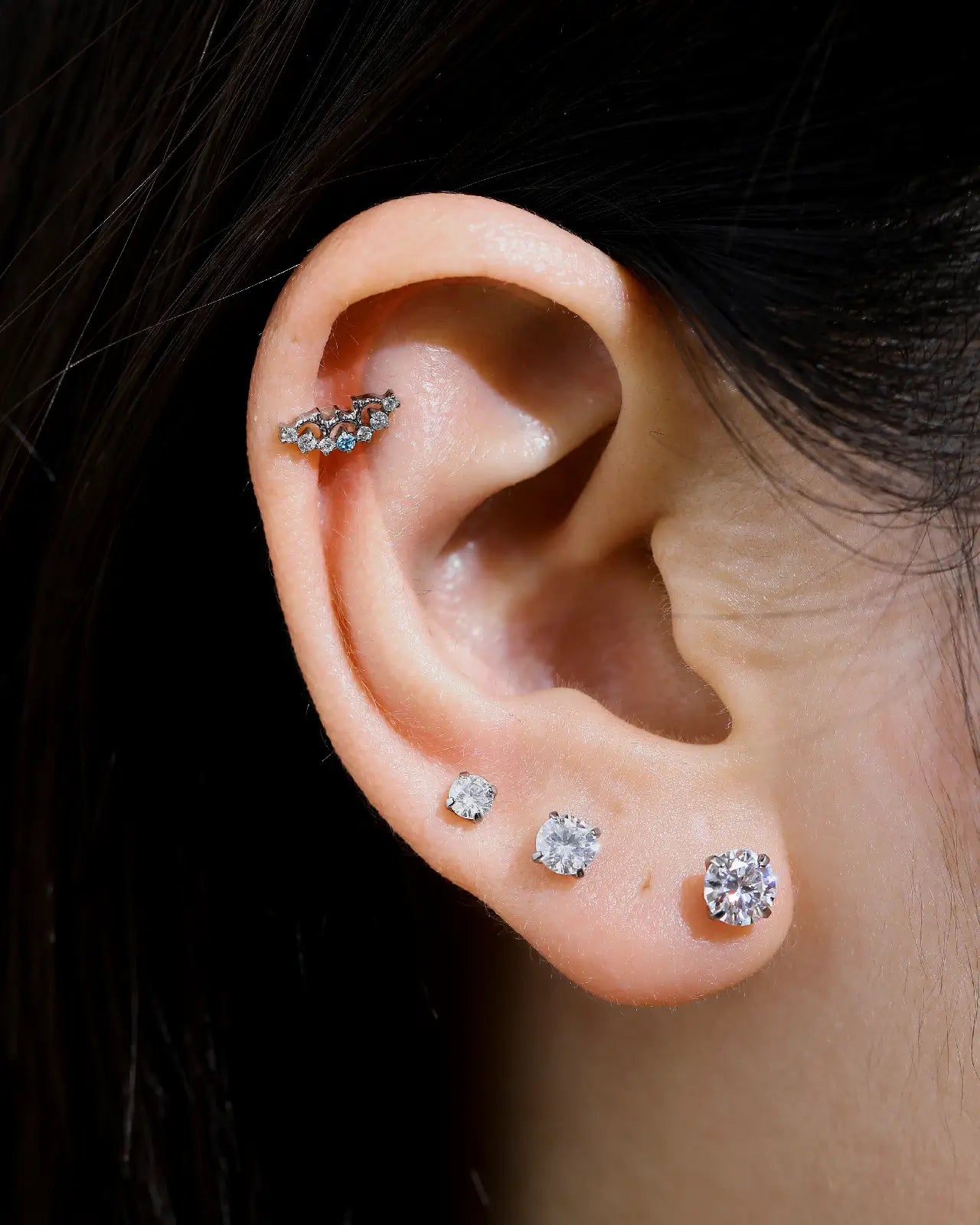 Brilliant Moissanite Solitaire Flatback Stud